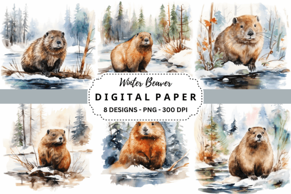 Download Winter Beaver Watercolor Background - Premium Resources