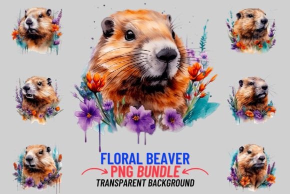 Download Watercolor Floral Beaver 12 PNG Clipart - Premium Resources